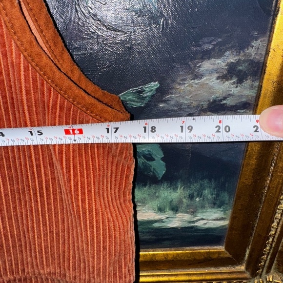 OAT New York Brown Orange Corduroy Button Down Mini Dress Suede Trim XL - Picture 6 of 8